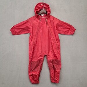 Tuffo Red Rain Suit Snowsuit Jumpsuit Hooded Full Zip Kids Size 4T